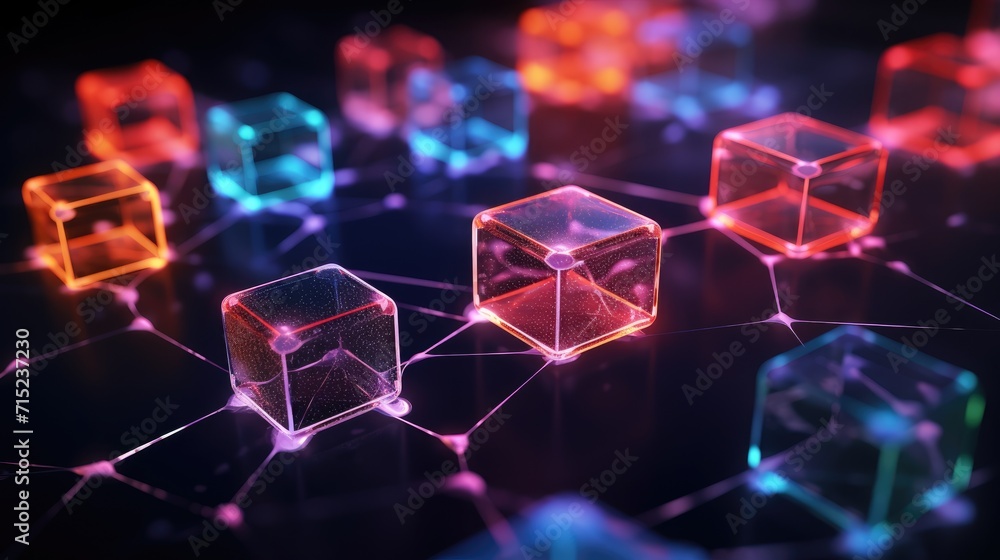 Poster blockchain for transparent transactions solid background