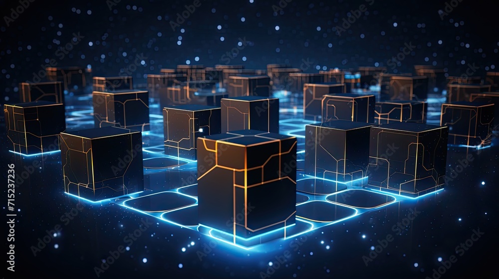 Poster blockchain technology revolutionizing secure transactions solid background