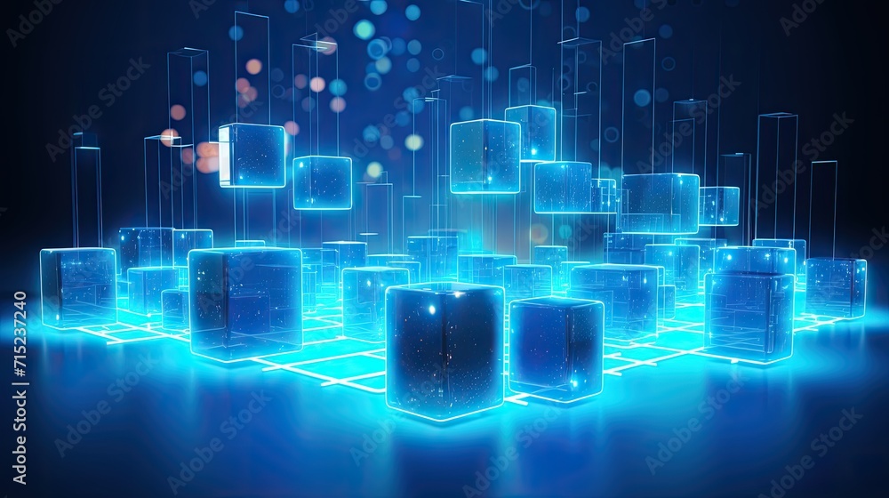 Poster blockchain for transparent transactions solid background