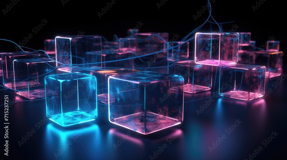 Poster blockchain technology for transparent transactions solid background