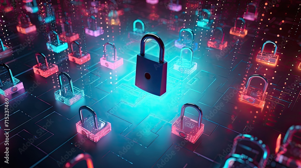 Poster cybersecurity solutions for data protection solid background