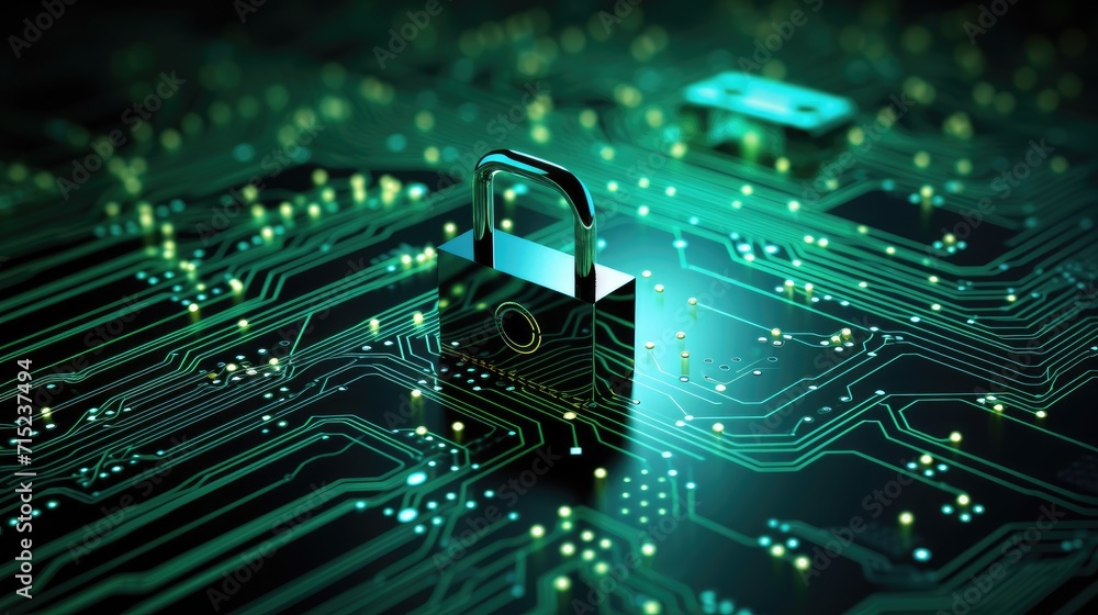 Poster cybersecurity solutions for threat detection solid background