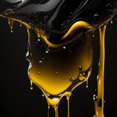 Close up of honey dripping  splash of honey with dark background generated by Ai