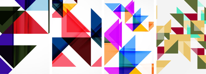 Fototapeta na wymiar Set of abstract random triangle composition backgrounds. Vector illustration for for wallpaper, business card, cover, poster, banner, brochure, header, website