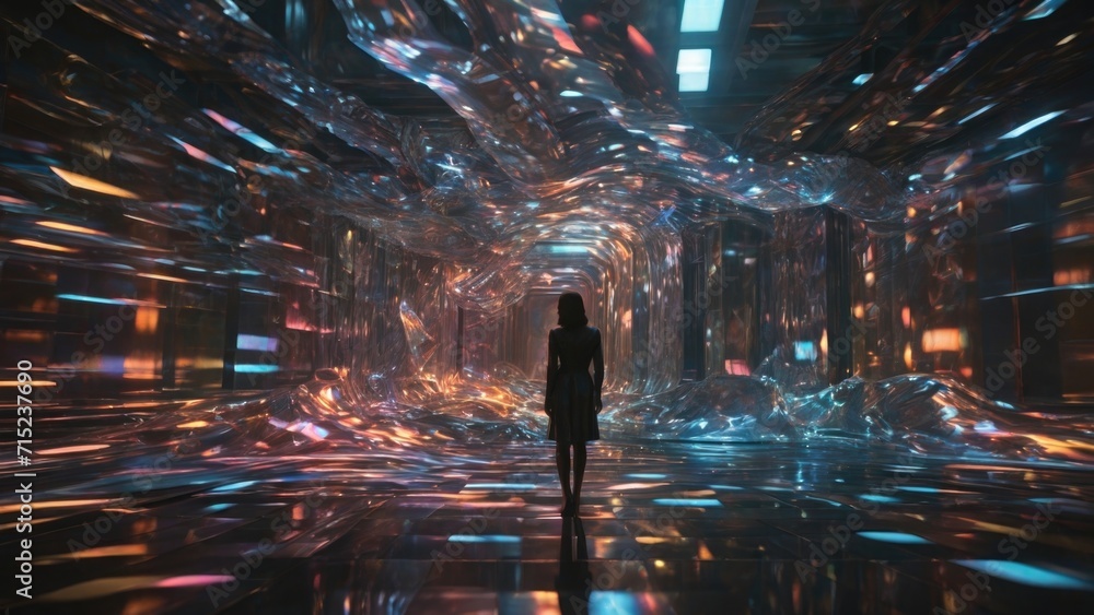 Poster shades of light and dark create a sense of depth and dimension in the holographic image.
