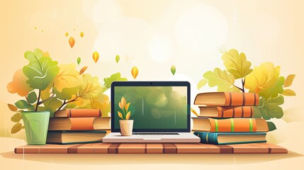 E learning platforms for remote education solid background