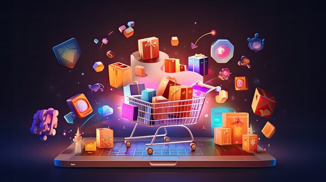 E commerce platforms for online shopping solid background