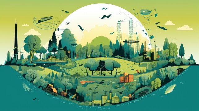 Environmental impact assessment tools for development projects solid background