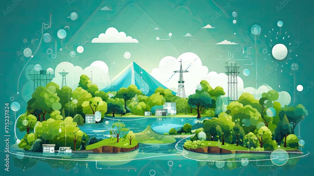 Aufkleber internet of things in environmental monitoring solid background