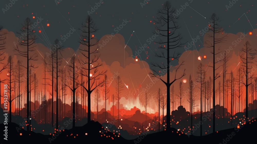 Poster internet of things in smart forest fire detection solid background