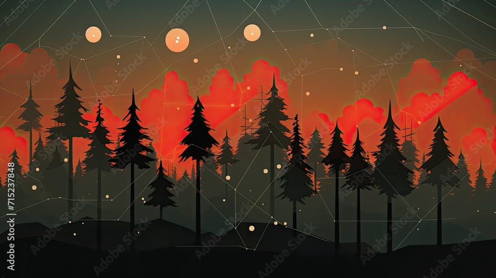 Poster internet of things in smart forest fire detection solid background