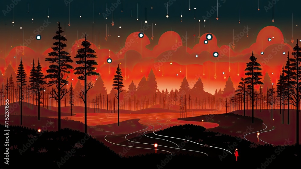 Poster internet of things in smart forest fire detection solid background