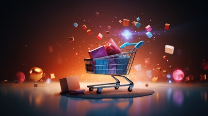 Online shopping for convenient purchases solid background