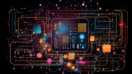 Fototapeta premium Quantum computing for optimization problems solid background