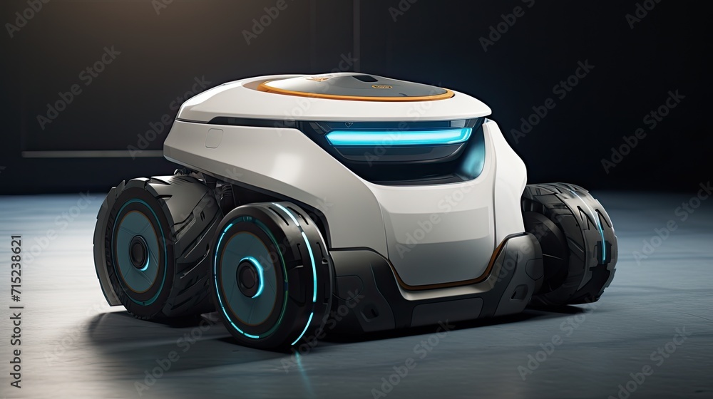 Poster robotics used in autonomous cleaning and maintenance solid background