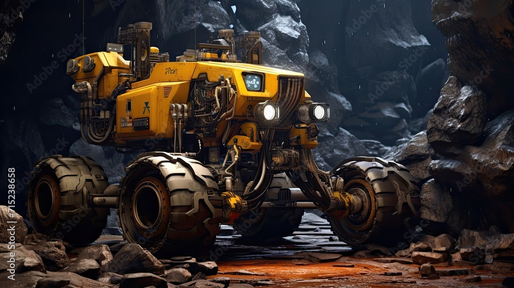 Poster robotics used in autonomous mining operations solid background