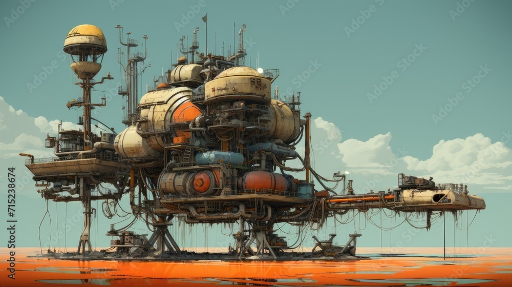 Poster robotics used in autonomous oil and gas exploration solid background