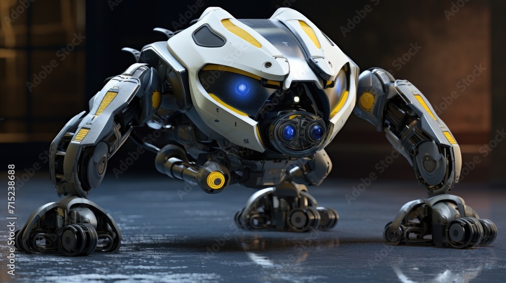 Poster robotics used in autonomous security systems solid background