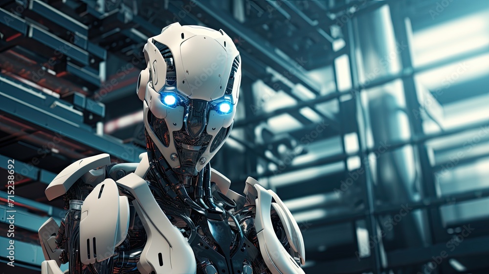 Poster robotics used in autonomous security systems solid background