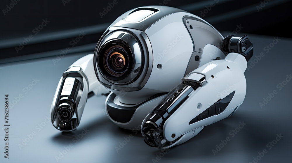 Poster robotics used in autonomous security systems solid background