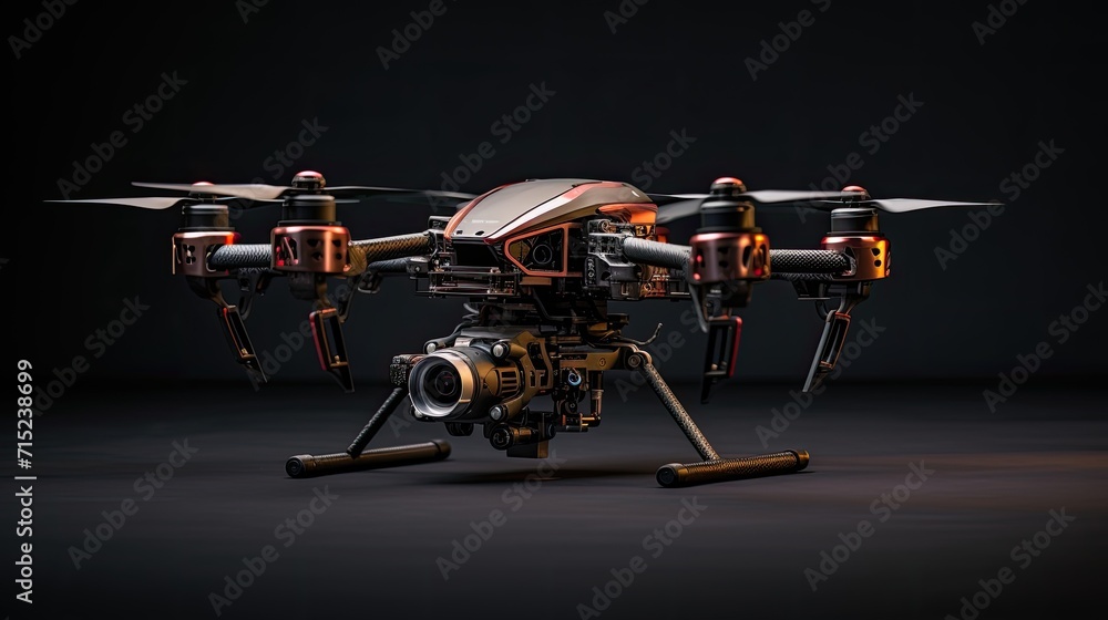 Poster Robotics used in autonomous surveillance drones solid background