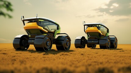 Self driving tractors for automated farming solid background