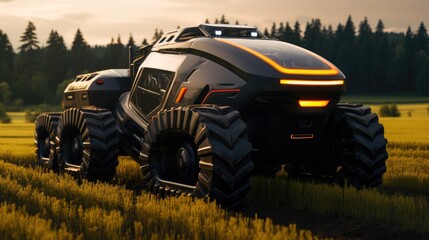 Obraz premium Self driving tractors for autonomous farming solid background