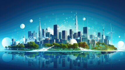 Smart city technologies for sustainable urban development solid background