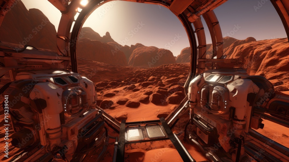 Poster virtual reality simulations for astronaut mars missions solid background