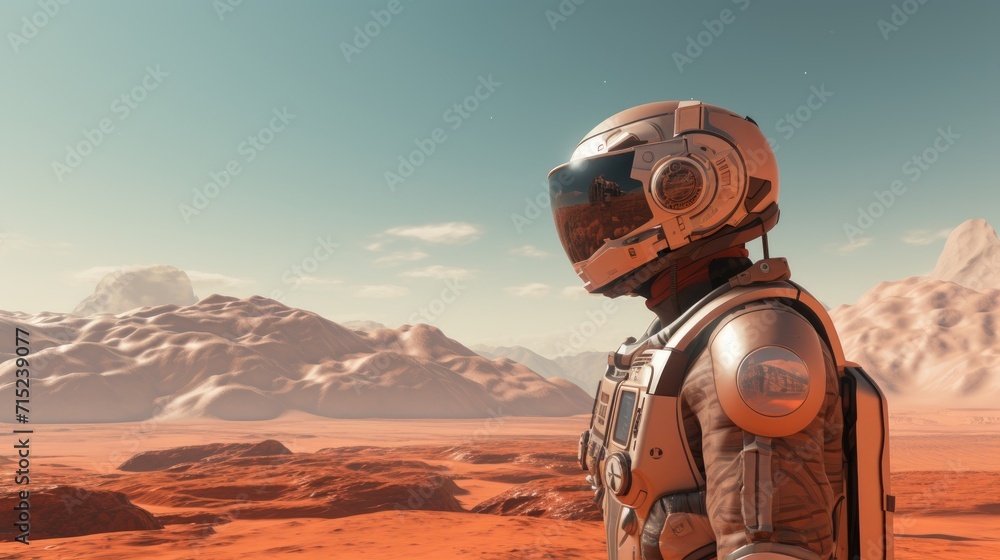 Poster virtual reality simulations for astronaut mars missions solid background