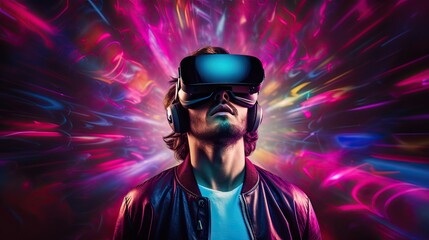 Naklejka na ściany i meble Virtual reality in immersive experiences solid background