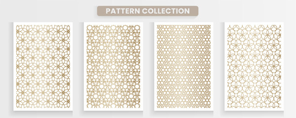 Collection of arabic geometric patterns. Luxurious gold color - obrazy, fototapety, plakaty