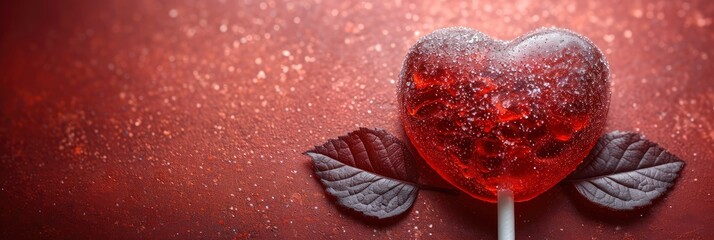 Heartshaped Lollipop On Red Background Valentines, Background HD, Illustrations