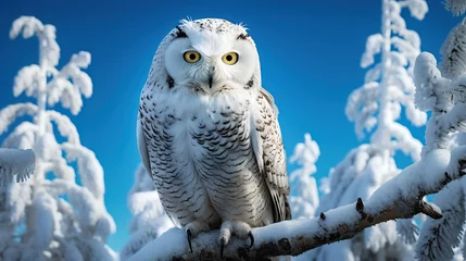 Fotobehang white owl in winter © Dament