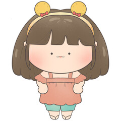 Cute girls cartoon character illustrations