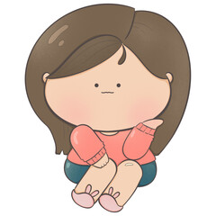 Cute girls cartoon character illustrations