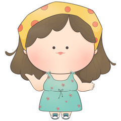 Cute girls cartoon character illustrations