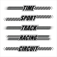 Obraz premium Sport flags text checkered tire set