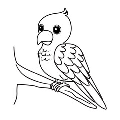 Cute parrot drawing vector line art
