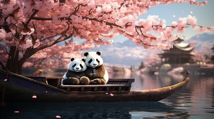 A panda on a boat
