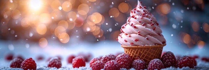 Ice Cream Cone Christmas Decoration Minimal, Background HD, Illustrations