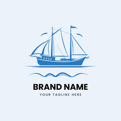 flat minimal boat ship logo
