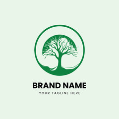 Obraz premium Creative nature tree line art logo design
