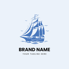 flat minimal boat ship logo