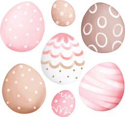 Watercolor Illustration set of Colorful Easter Eggs
