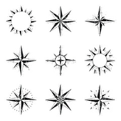 Compass solid black grunge set © longquattro