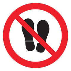 Imprint shoes sign icon. Shoe print symbol, Prohibited shoes icon
