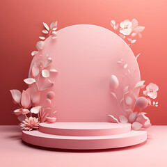 Fototapeta na wymiar pink background with blossom with generative ai