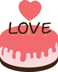 Valentine’s Day Love Cake for wedding or valentine decoration, party invitation, poster, greeting cards.