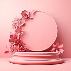 Fototapeta na wymiar pink background with blossom with generative ai